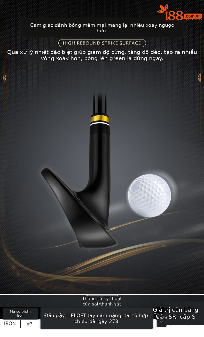 Gậy sắt PGM Golf số 7, sắt mềm rèn, thiết kế lưỡi nhỏ, thân carbon siêu nhẹ — TIG039-Thanh carbon vàng đen lớp R, TIG039-Đen vàng carbon cực SR cấp, TIG039-Thanh carbon vàng đen lớp S, TIG039-Thanh thép vàng đen chi tiết 4