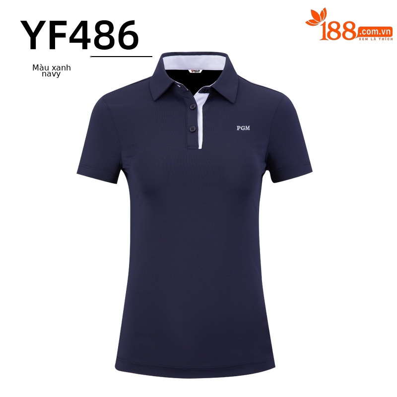 Áo thun golf nữ ngắn tay cổ tròn, chất liệu thun thể thao nhanh khô — YF486-màu xanh nước biển, YF486-màu tím, YF486-Màu xanh nhạt, YF486-màu trắng