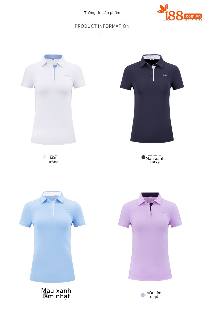 Áo thun golf nữ ngắn tay cổ tròn, chất liệu thun thể thao nhanh khô — YF486-màu xanh nước biển, YF486-màu tím, YF486-Màu xanh nhạt, YF486-màu trắng chi tiết 3