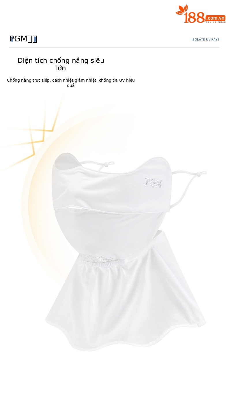 Mặt nạ chống nắng nữ PGM golf thoáng khí, co giãn 4 chiều, khổ 24x60 cm — KOZ006-màu trắng nhạt chi tiết 3