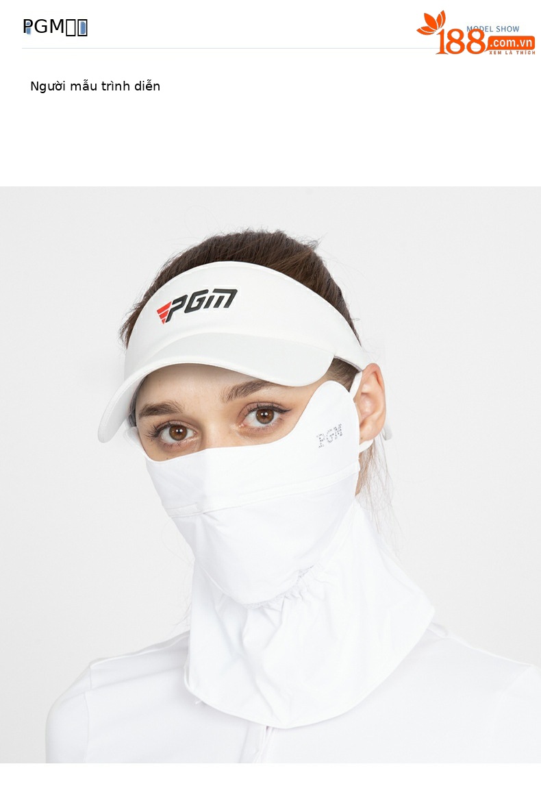 Mặt nạ chống nắng nữ PGM golf thoáng khí, co giãn 4 chiều, khổ 24x60 cm — KOZ006-màu trắng nhạt chi tiết 7