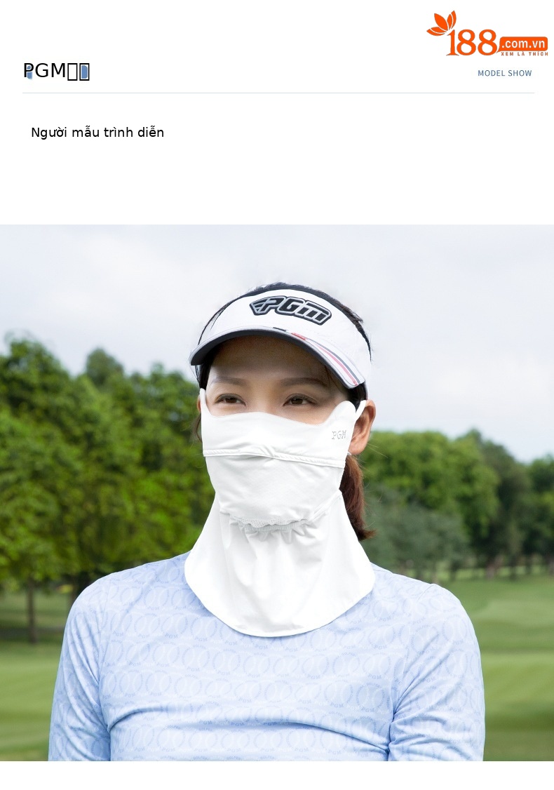 Mặt nạ chống nắng nữ PGM golf thoáng khí, co giãn 4 chiều, khổ 24x60 cm — KOZ006-màu trắng nhạt chi tiết 10