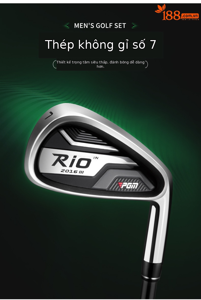 Gậy sắt golf số 7 PGM RIO thép không gỉ, thân carbon siêu nhẹ, đầu gậy rộng dễ đánh — TIG040 (lớp R) nam tay phải thanh Carbon số 7 sắt, TIG040 (Cấp S) nam tay phải thanh Carbon số 7 sắt, TIG040 (Thanh thép) nam tay phải số 7 sắt chi tiết 3