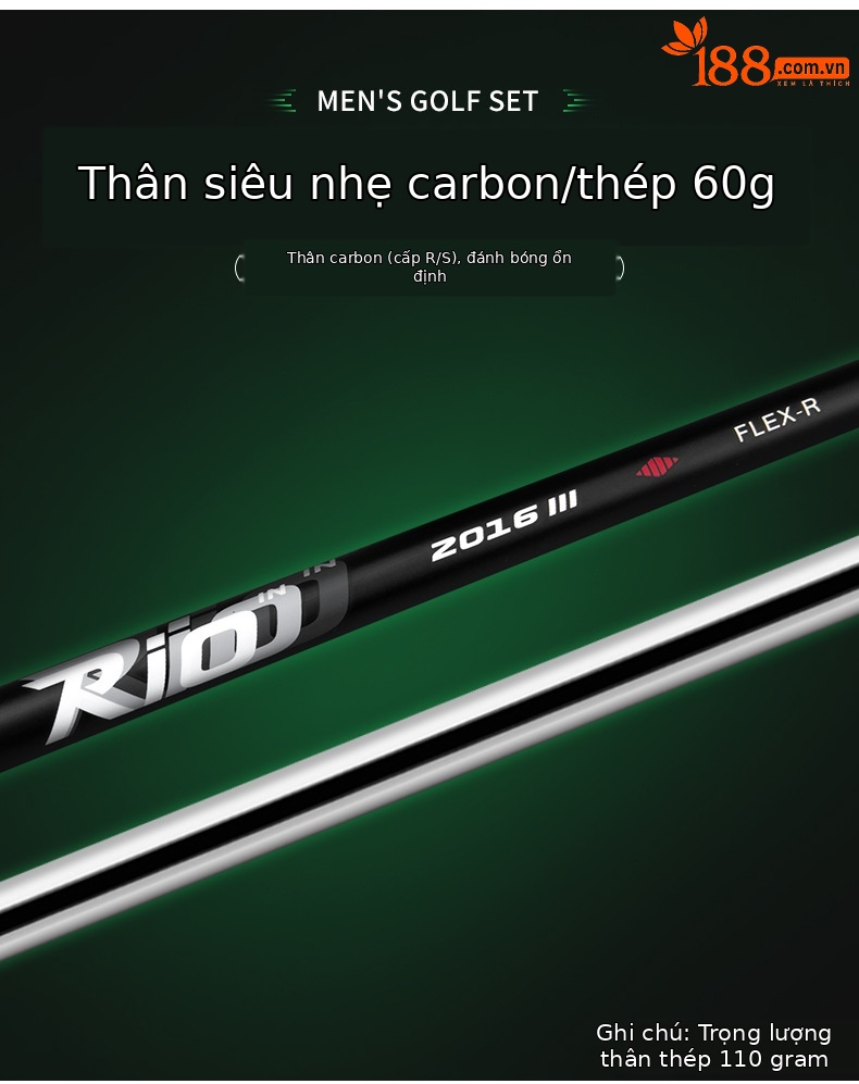 Gậy sắt golf số 7 PGM RIO thép không gỉ, thân carbon siêu nhẹ, đầu gậy rộng dễ đánh — TIG040 (lớp R) nam tay phải thanh Carbon số 7 sắt, TIG040 (Cấp S) nam tay phải thanh Carbon số 7 sắt, TIG040 (Thanh thép) nam tay phải số 7 sắt chi tiết 6