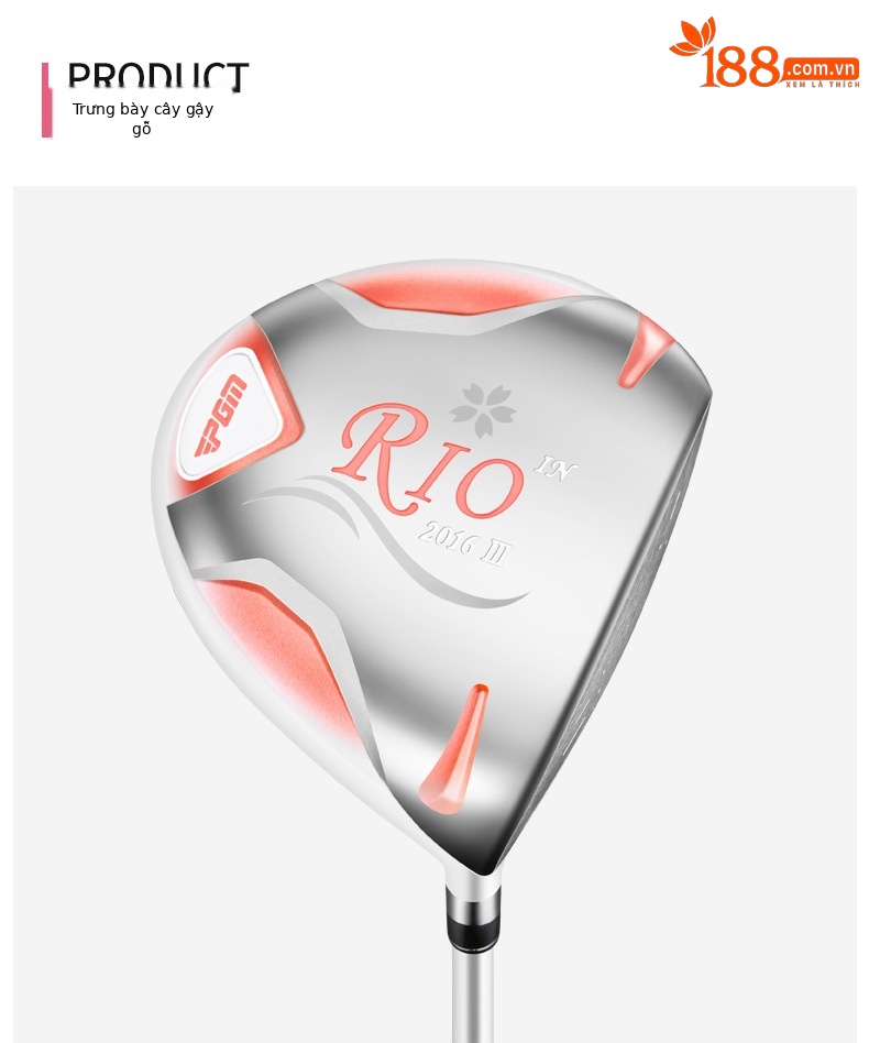Gậy đánh golf PGM RIO số 1 gỗ titan cho nữ, thân carbon siêu nhẹ, dài 111.76 cm — Trắng Hồng-nữ số 1 gỗ, White Pink-Ladies #3 Wood (không có bao thanh), White Pink-Ladies #5 Wood (không có bao thanh), Trắng hồng-nữ #4H gậy sắt (không kèm bộ gậy) chi tiết 9