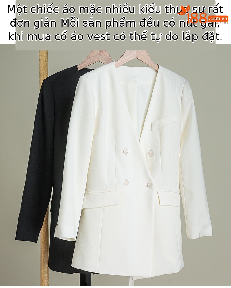 Áo blazer nam cổ chữ V thiết kế dây buộc, chất liệu vân, form slim — Màu Đen (không có cổ áo) chi tiết 1