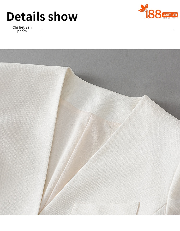 Áo blazer nam cổ chữ V thiết kế dây buộc, chất liệu vân, form slim — Màu Đen (không có cổ áo) chi tiết 11