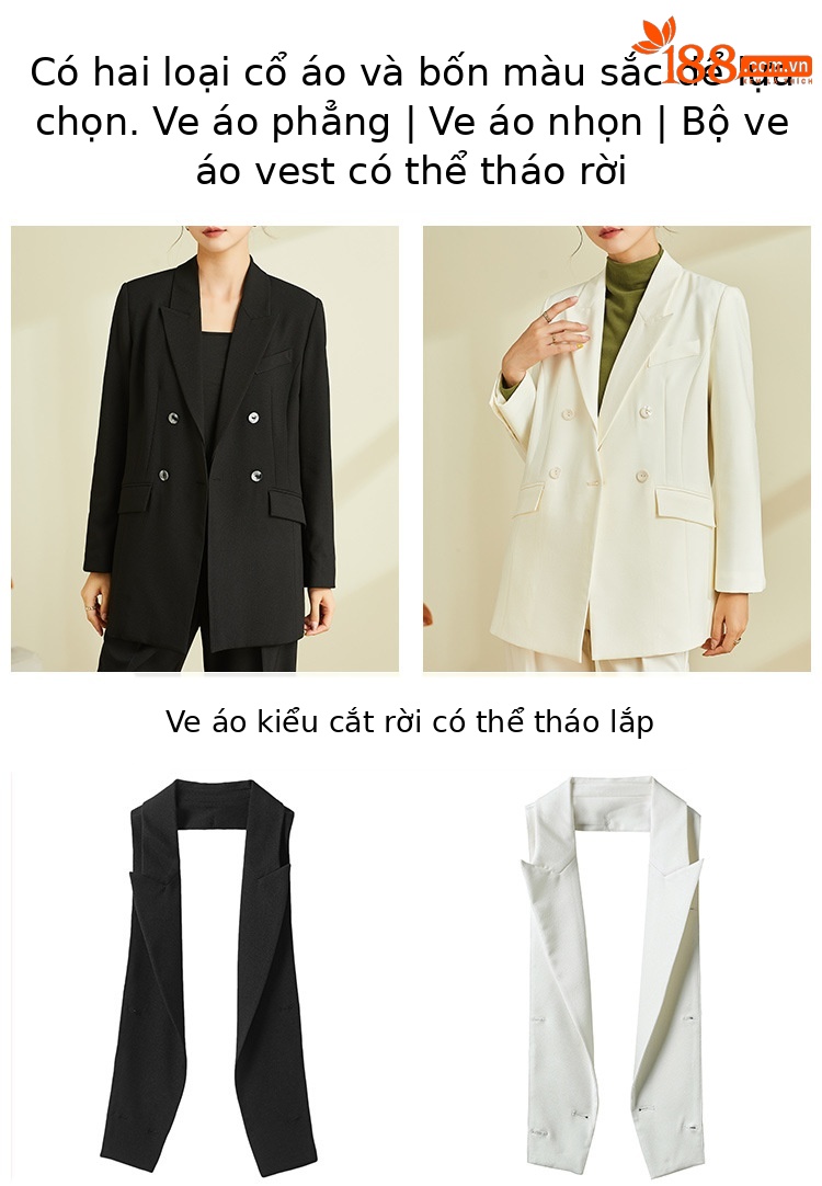 Áo blazer nam cổ chữ V thiết kế dây buộc, chất liệu vân, form slim — Màu Đen (không có cổ áo) chi tiết 16