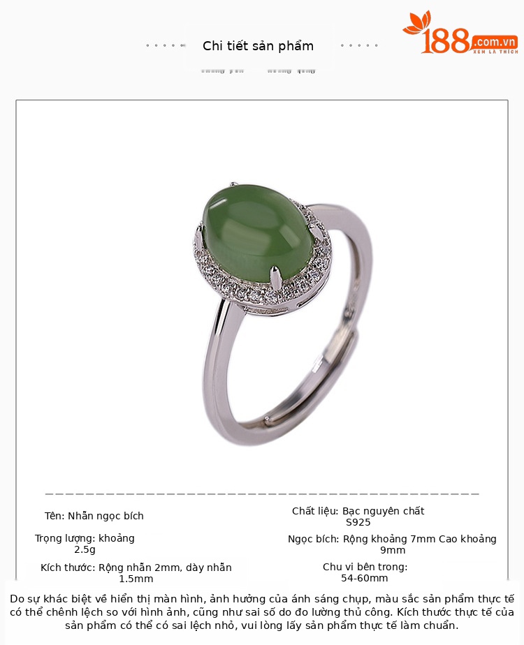 Nhẫn nữ bạc S925 mặt trứng đơn giản sang trọng thiết kế thời trang — Mở một size chi tiết 2