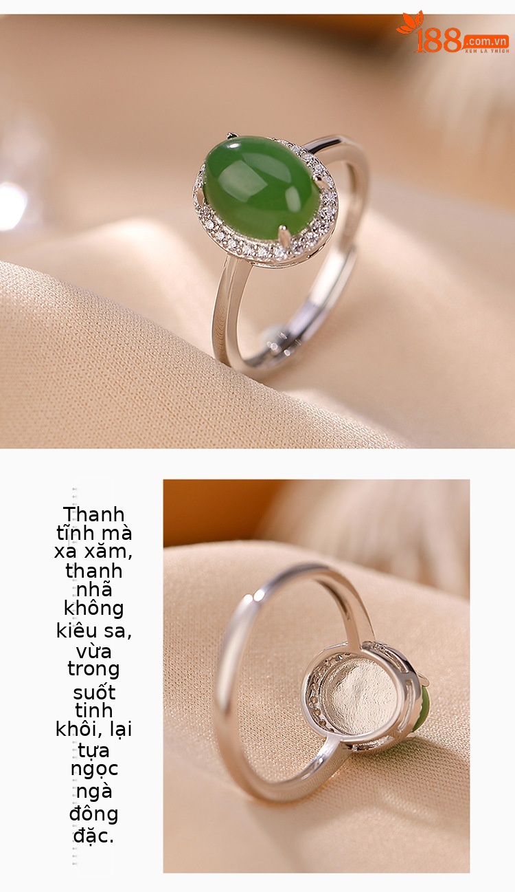 Nhẫn nữ bạc S925 mặt trứng đơn giản sang trọng thiết kế thời trang — Mở một size chi tiết 3