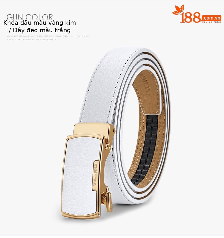 Thắt lưng da bò nữ Emperor Paul bản nhỏ khóa vàng dây đen — 100cm, 110cm, 115cm, 105cm chi tiết 11