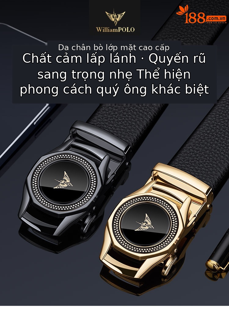 Thắt lưng nam công sở khóa tự động Emperor Paul da bò cao cấp — 120cm, 130cm, 110cm, 125cm chi tiết 1