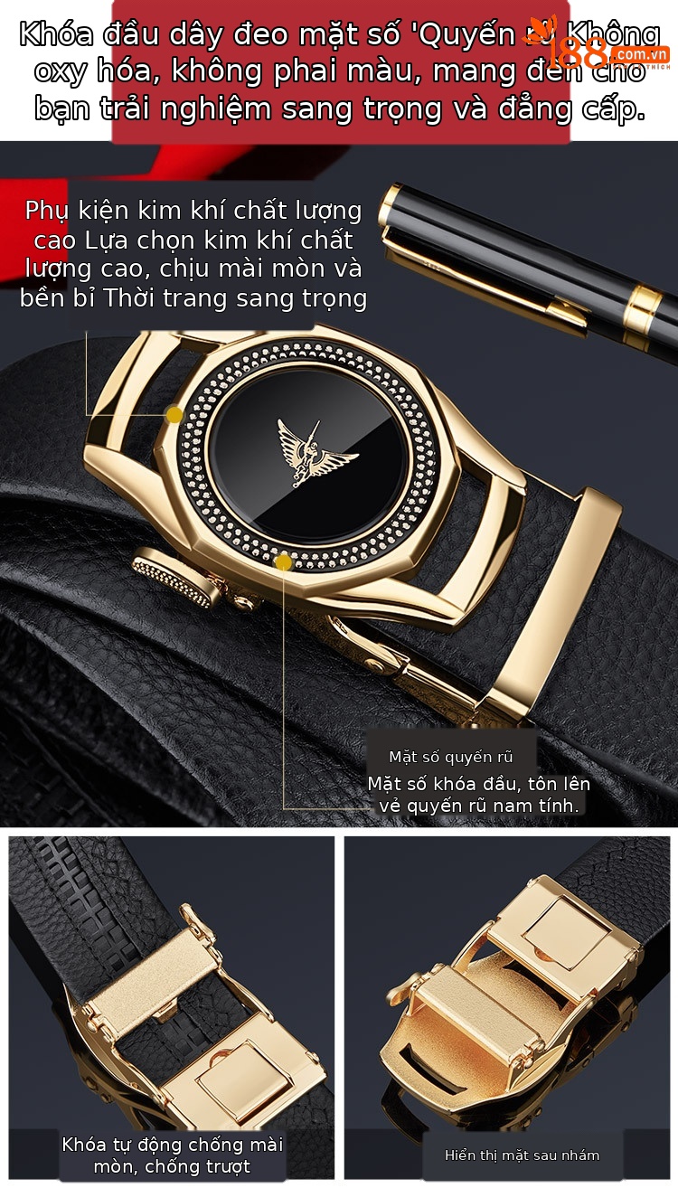 Thắt lưng nam công sở khóa tự động Emperor Paul da bò cao cấp — 120cm, 130cm, 110cm, 125cm chi tiết 3
