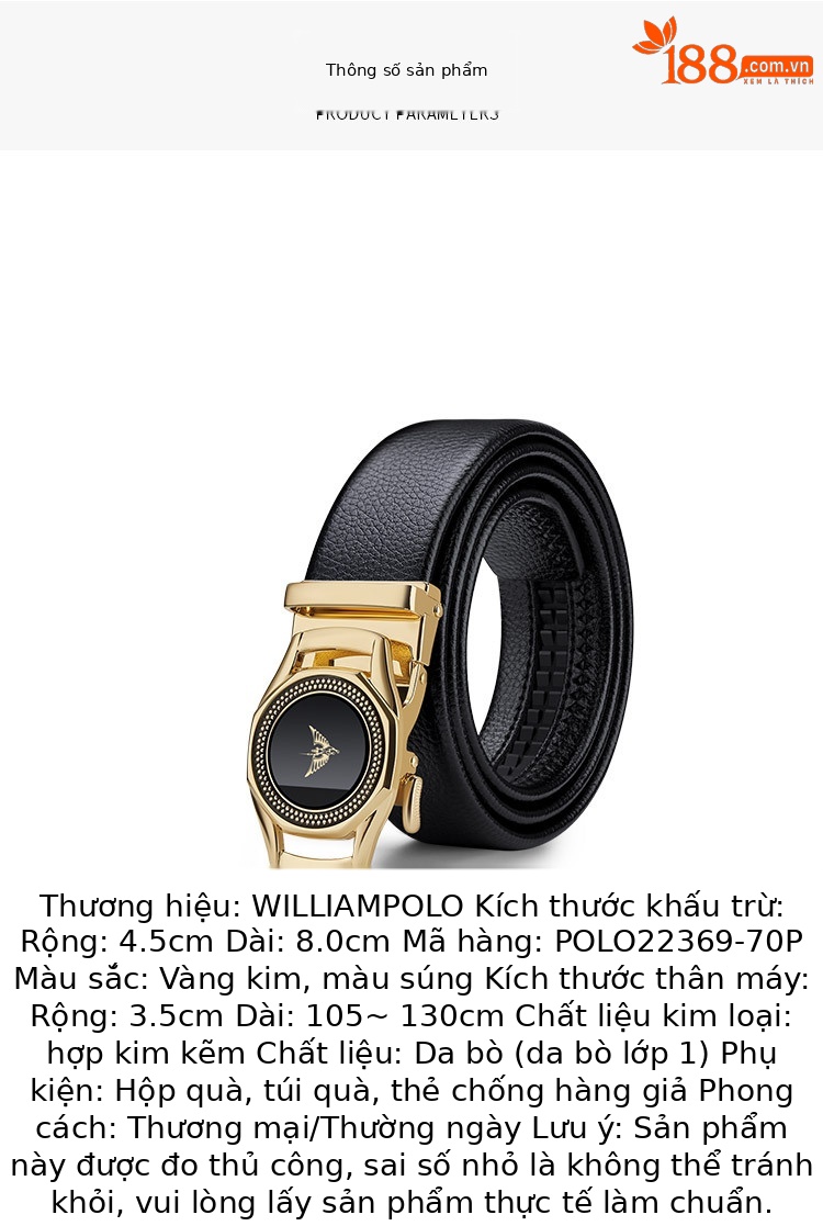 Thắt lưng nam công sở khóa tự động Emperor Paul da bò cao cấp — 120cm, 130cm, 110cm, 125cm chi tiết 10