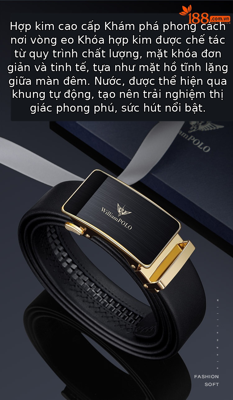Thắt lưng nam da bò thật khóa tự động Emperor Paul — 120cm, 130cm, 110cm, 125cm chi tiết 3