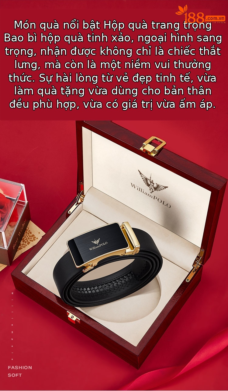 Thắt lưng nam da bò thật khóa tự động Emperor Paul — 120cm, 130cm, 110cm, 125cm chi tiết 7