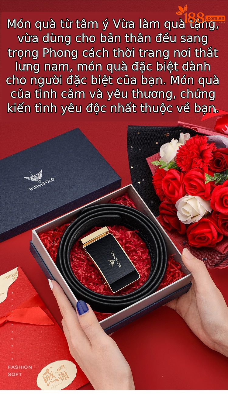 Thắt lưng nam da bò thật khóa tự động Emperor Paul — 120cm, 130cm, 110cm, 125cm chi tiết 11