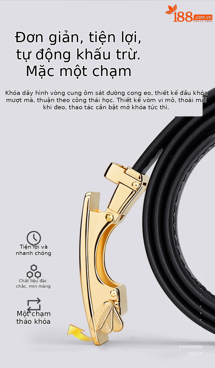 Thắt lưng nam da bò thật khóa tự động Emperor Paul — 120cm, 130cm, 110cm, 125cm chi tiết 4