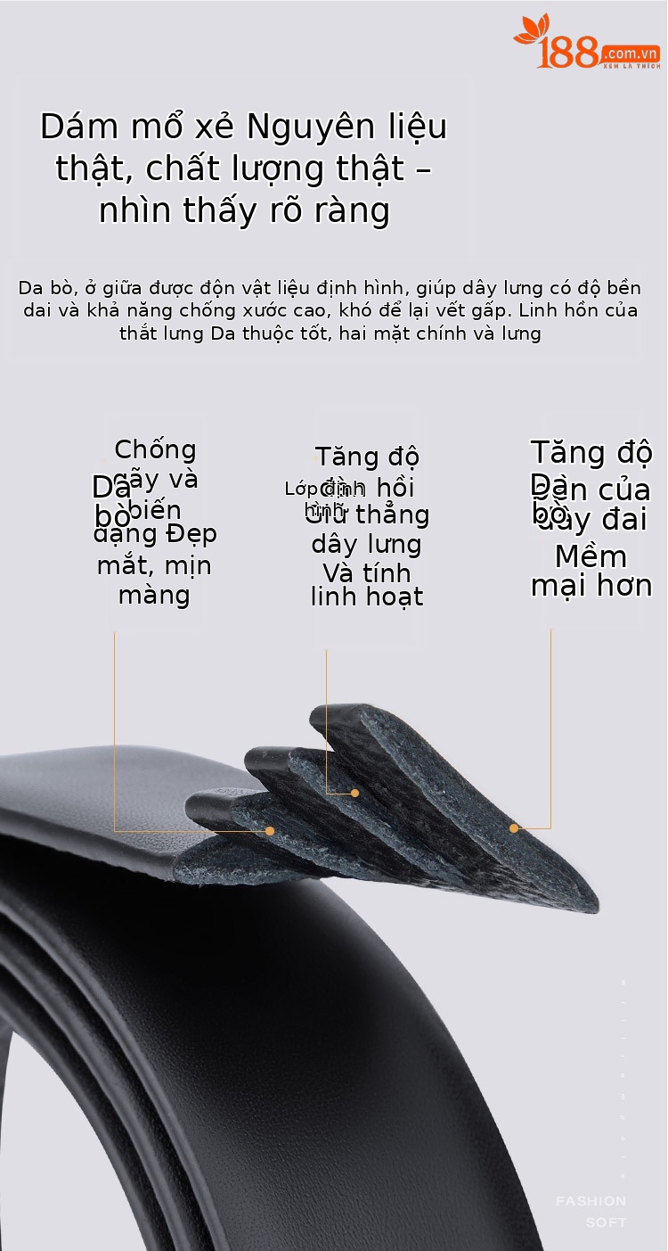 Thắt lưng nam da bò thật khóa tự động Emperor Paul — 120cm, 130cm, 110cm, 125cm chi tiết 8