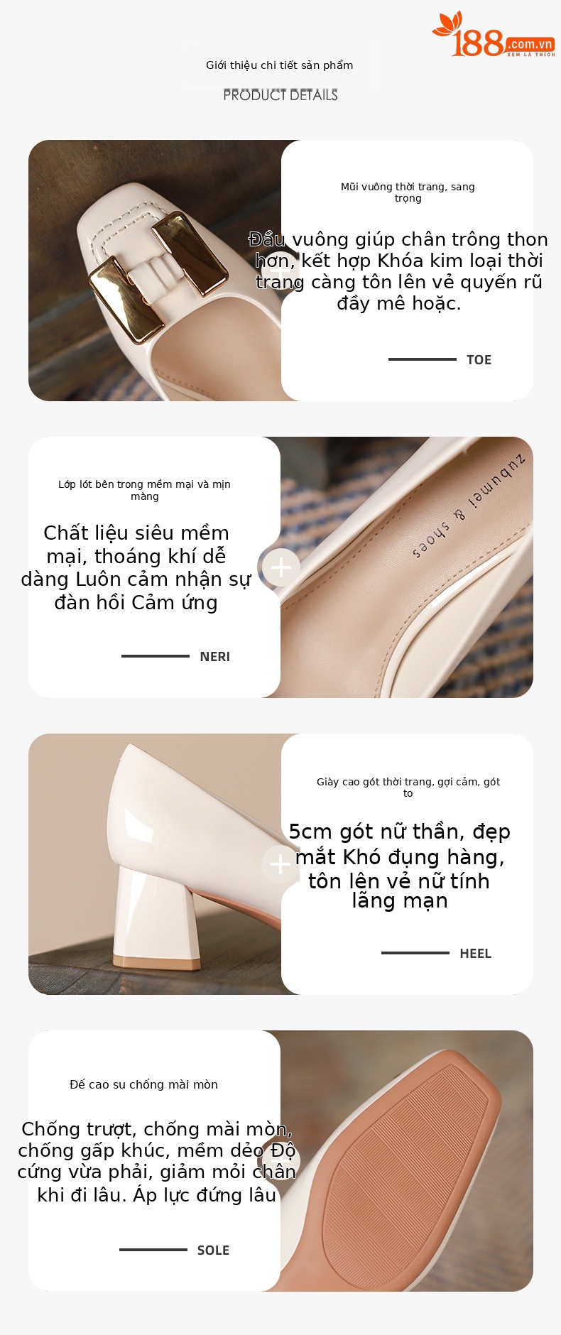 Giày Mary Jane nữ gót vuông quai ngang khóa kim loại — Màu đen chi tiết 1
