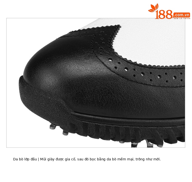 Giày golf nam PGM da bò chống nước, đinh dẻo, dây buộc núm vặn — XZ240 Đen Trắng [khóa quay da bò chống thấm nước] chi tiết 14