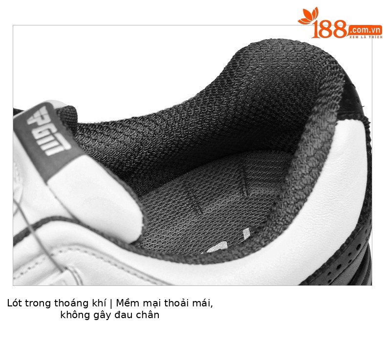 Giày golf nam PGM da bò chống nước, đinh dẻo, dây buộc núm vặn — XZ240 Đen Trắng [khóa quay da bò chống thấm nước] chi tiết 16