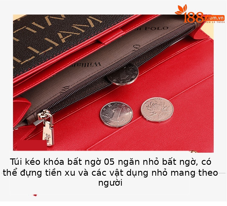 Ví nữ Emperor Paul nhiều thẻ khóa tháp thời trang chi tiết 9
