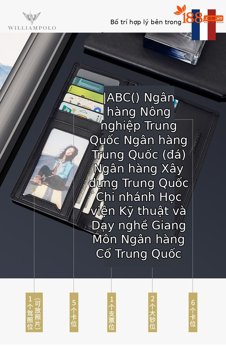 Ví nam da bò lớp đầu tiên gập mini Emperor Paul chi tiết 15