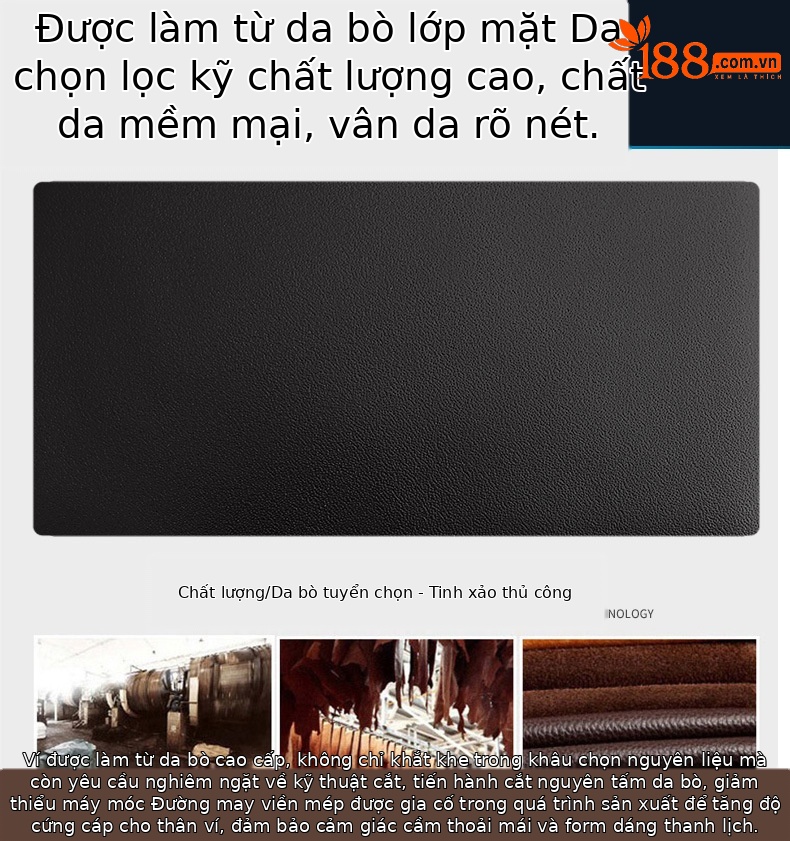 Ví da bò nam khóa kéo nhiều ngăn thẻ phong cách đơn giản chi tiết 5
