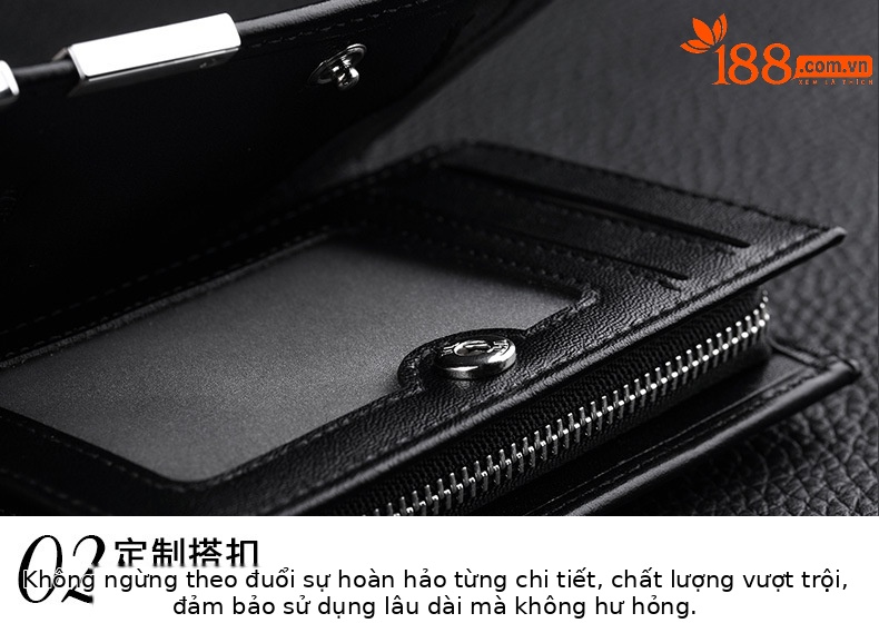 Ví da bò nam khóa kéo nhiều ngăn thẻ phong cách đơn giản chi tiết 21