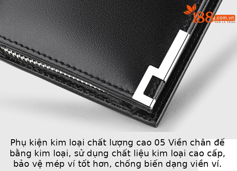 Ví da bò nam khóa kéo nhiều ngăn thẻ phong cách đơn giản chi tiết 23