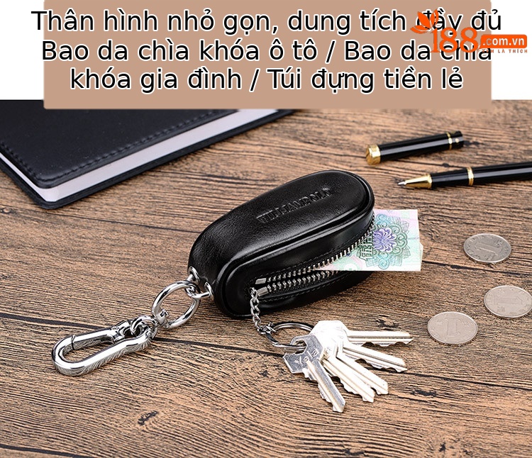 Ví đựng chìa khóa da bò nam công sở Emperor Paul khóa kéo chi tiết 4