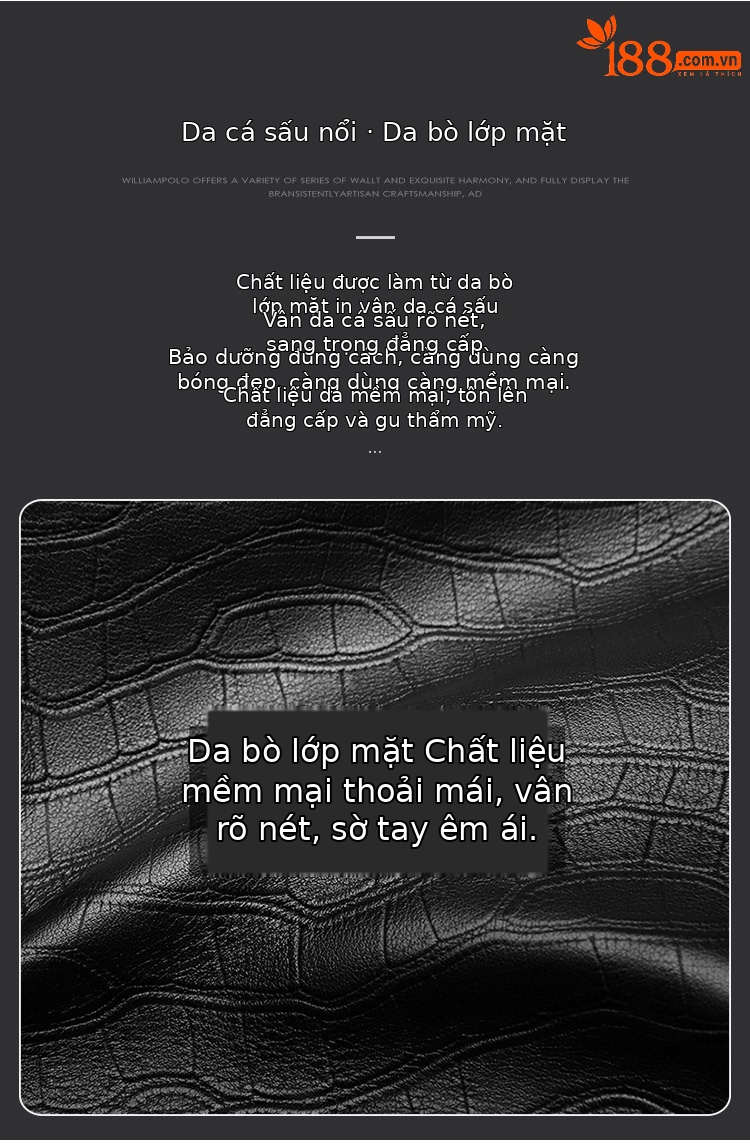 Ví da bò nam dài nhiều khe thẻ Emperor Paul – phong cách công sở chi tiết 5