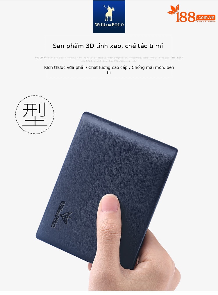 Ví da nam ngắn gập mini da bò thật cao cấp 2024 chi tiết 3