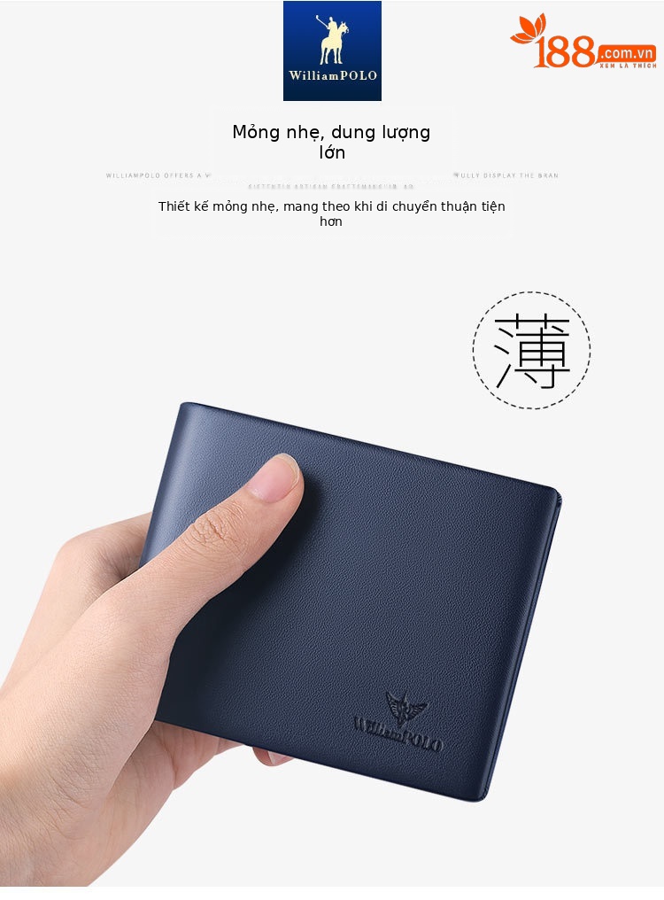 Ví da nam ngắn gập mini da bò thật cao cấp 2024 chi tiết 4