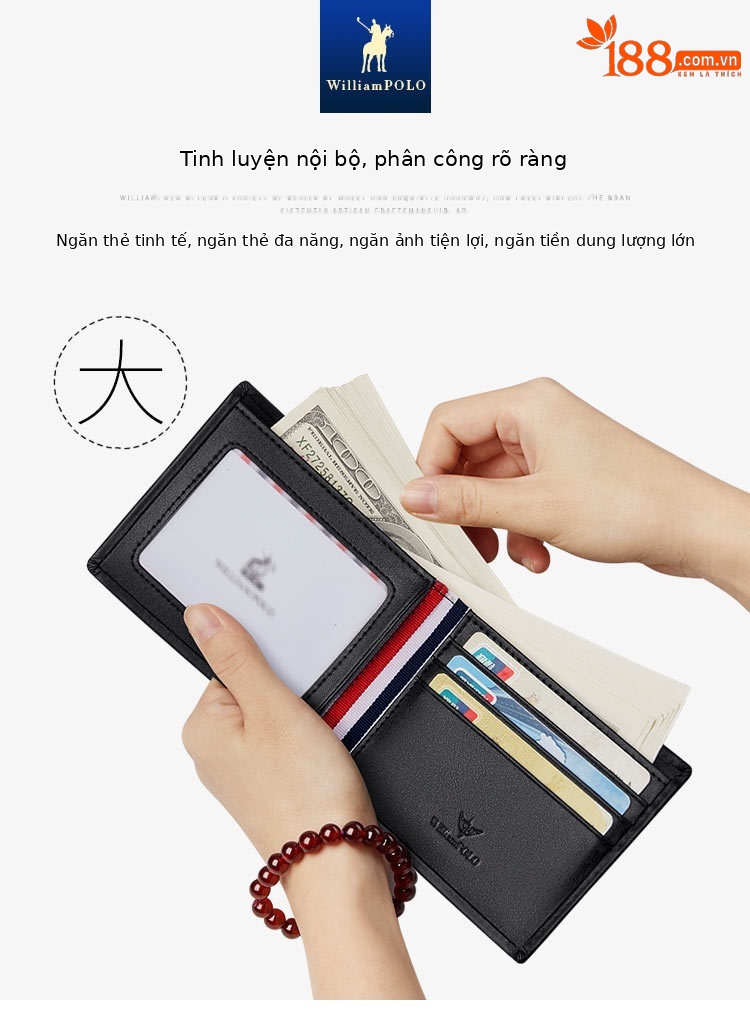 Ví da nam ngắn gập mini da bò thật cao cấp 2024 chi tiết 6