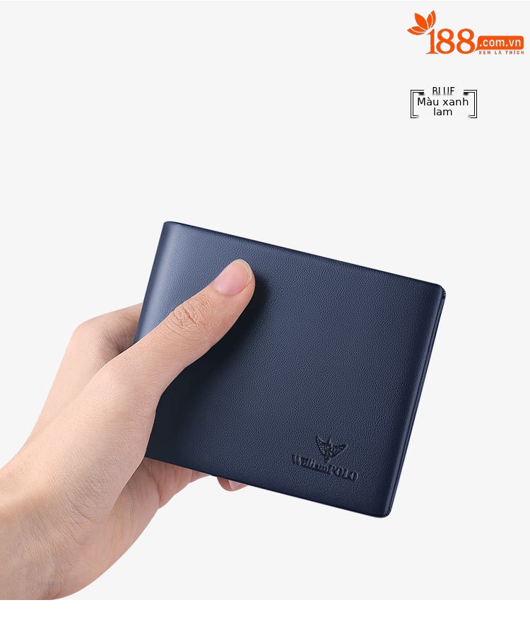 Ví da nam ngắn gập mini da bò thật cao cấp 2024 chi tiết 11
