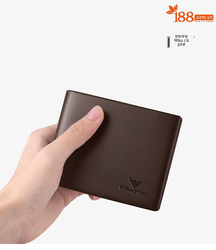 Ví da nam ngắn gập mini da bò thật cao cấp 2024 chi tiết 12