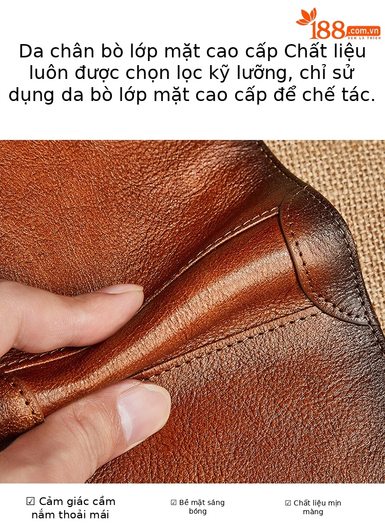 Ví nam ngắn da bò gấp ba Emperor Paul phong cách cổ điển chi tiết 5