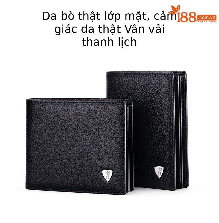 Ví nam da bò Emperor Paul gập đôi mini đựng tiền xu chi tiết 1