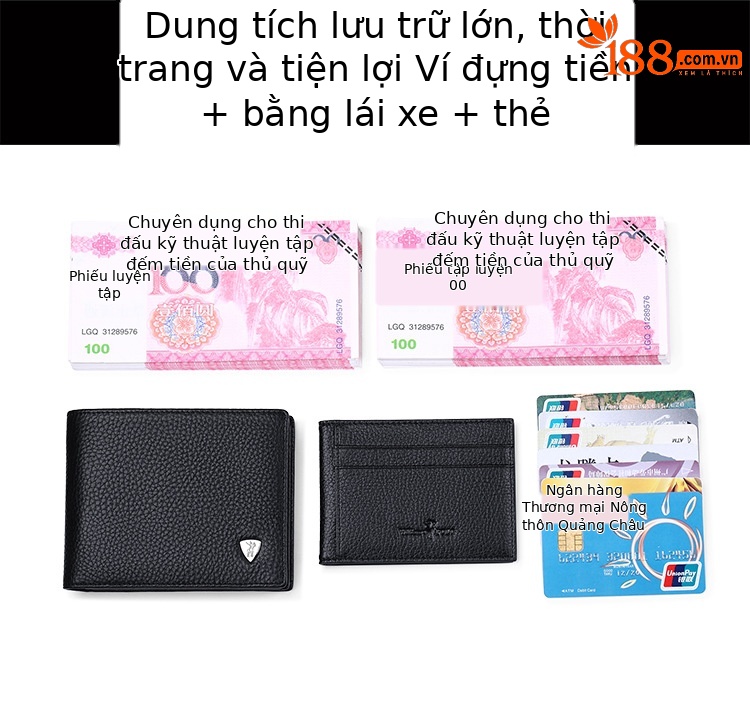Ví nam da bò Emperor Paul gập đôi mini đựng tiền xu chi tiết 5