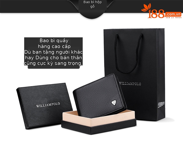 Ví nam da bò Emperor Paul gập đôi mini đựng tiền xu chi tiết 25