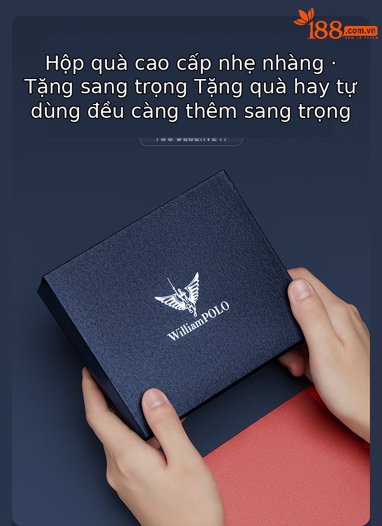 Ví da bò lớp đầu tiên Emperor Paul nhiều ngăn đựng thẻ nam thời trang chi tiết 2