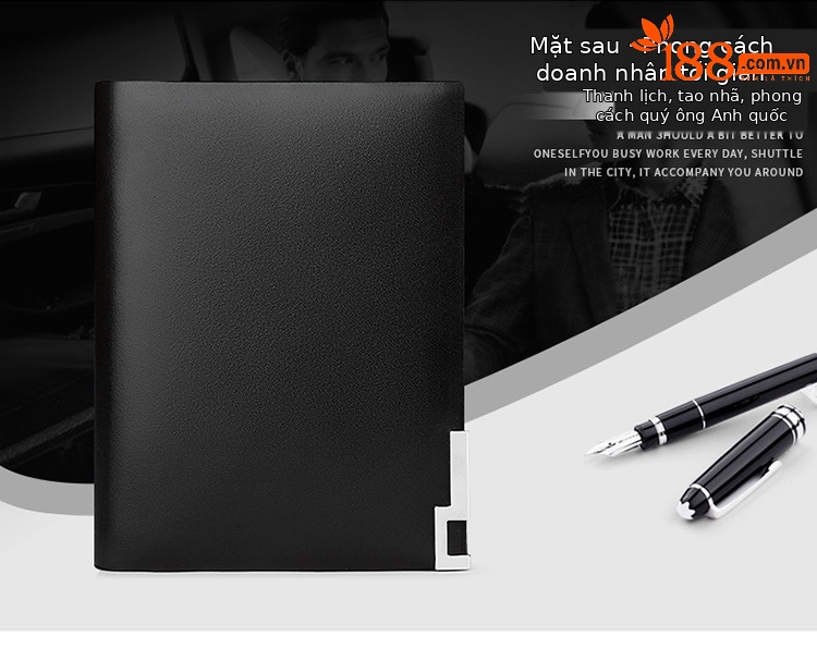 Ví nam ngắn da bò thật Hoàng Đế Paul – gập mini đựng tiền xu và giấy phép lái xe chi tiết 3