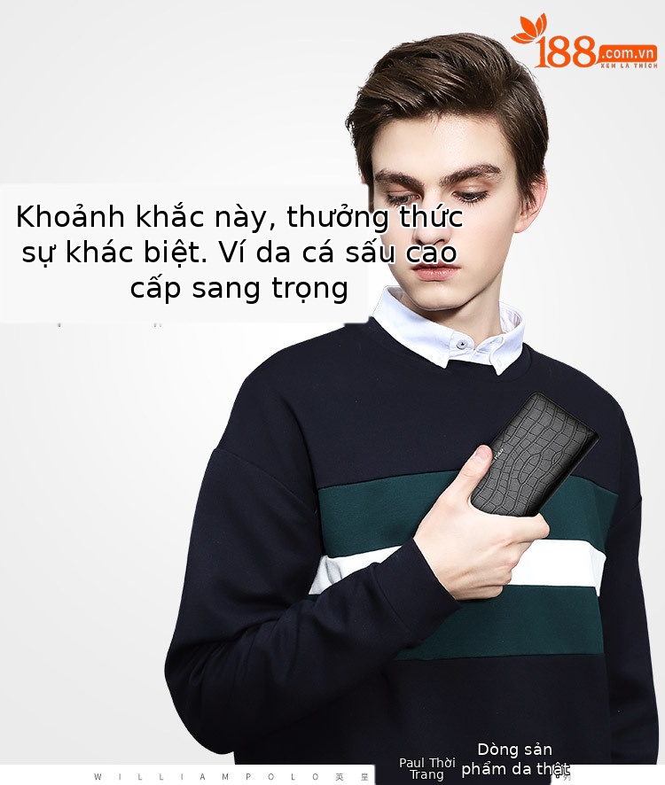 Ví nam dài nhiều khe thẻ da in vân cá sấu phong cách công sở đơn giản chi tiết 3