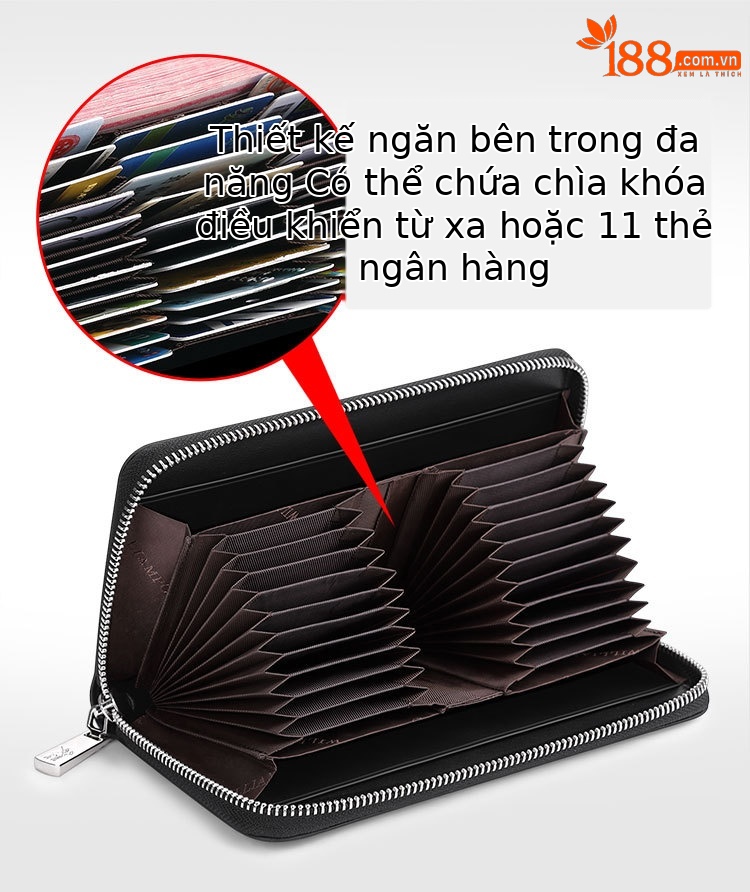 Ví nam dài nhiều khe thẻ da in vân cá sấu phong cách công sở đơn giản chi tiết 11