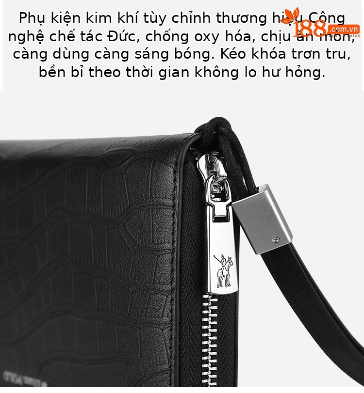 Ví nam dài nhiều khe thẻ da in vân cá sấu phong cách công sở đơn giản chi tiết 14