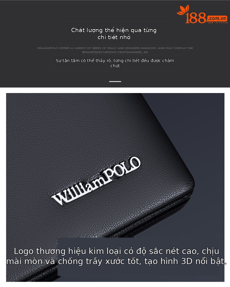 Ví nam gập mini da bò cao cấp Emperor Paul nhiều ngăn thẻ chi tiết 7