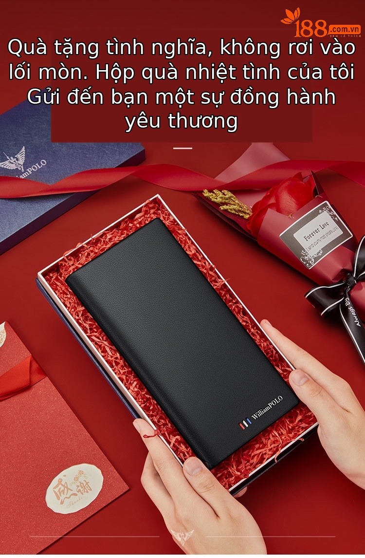 Ví nam da bò cao cấp Emperor Paul nhiều ngăn thẻ phong cách công sở chi tiết 6