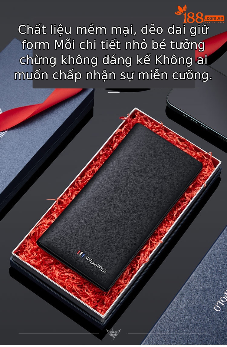 Ví nam da bò cao cấp Emperor Paul nhiều ngăn thẻ phong cách công sở chi tiết 8